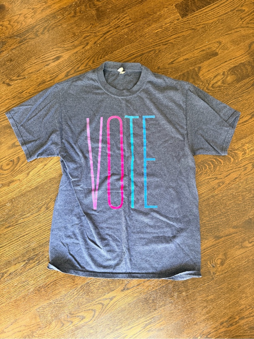 Port and Company Heather Navy Short-Sleeve T-Shirt with Pink & Blue VOTE Graphic